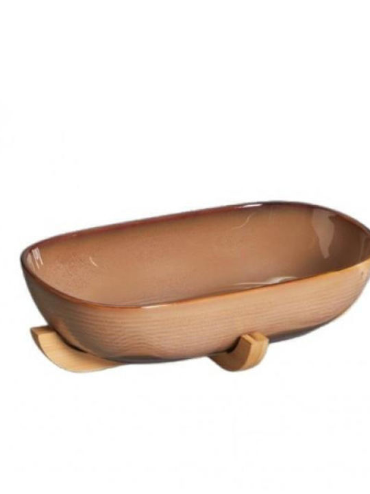 Karvounis Salatieră Ceramică Maro 35.5x22x10cm 1buc