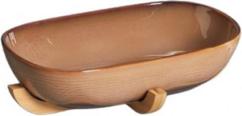 Καρβούνης Σαλατιέρα Κεραμική Καφέ 35.5x22x10cm