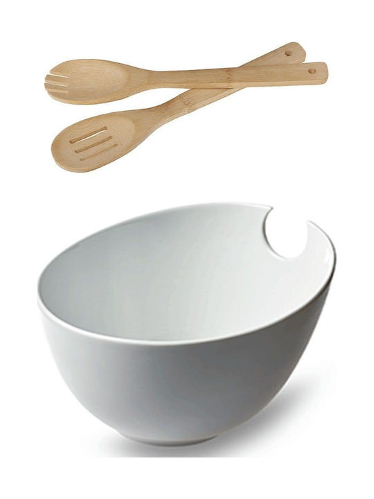 Cryspo Trio Salatschüssel aus Porzellan Weiß 26x20cm 1Stück