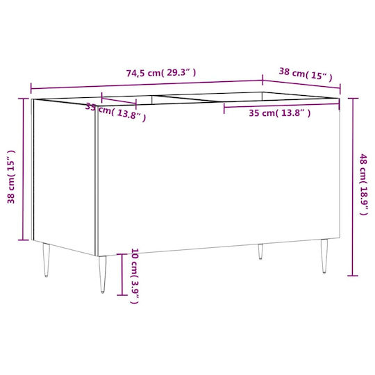 vidaXL Hi-Fi Furniture Black 38x74.5x48cm