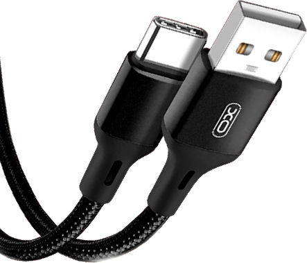 XO NB143 Braided USB 2.0 Cable USB-C Male - USB-A Black 2m