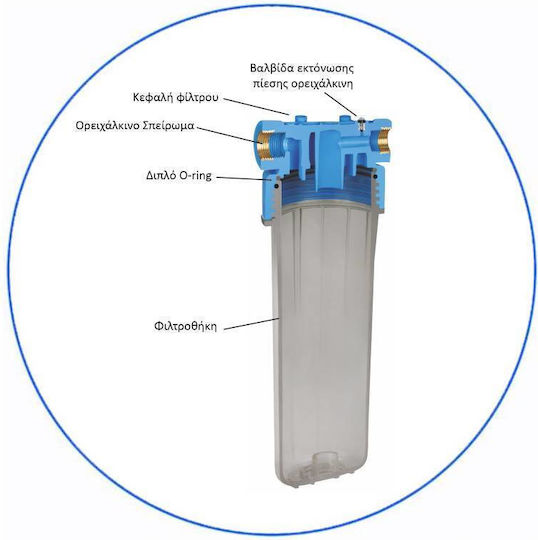 Aqua Filter FHPR34-HP1 Συσκευή Φίλτρου Νερού Μονή Κεντρικής Παροχής / Κάτω Πάγκου Διατομής 3/4''