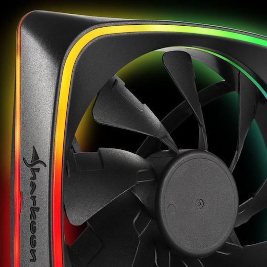 Sharkoon Shark Lights Case Fan 120mm 1000rpm 39.26cfm with RGB Lighting and 3-Pin Connection