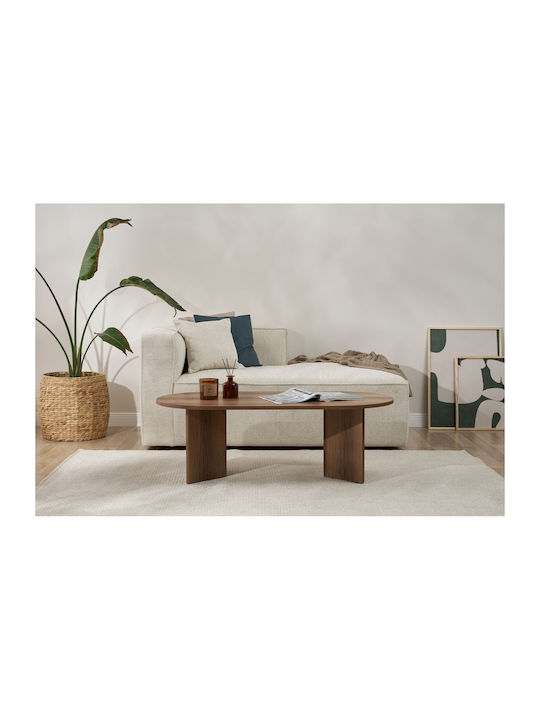 Οβάλ Κεντρικό Τραπεζάκι Sable Ξύλινο Walnut Μ119xΠ60xΥ40εκ.