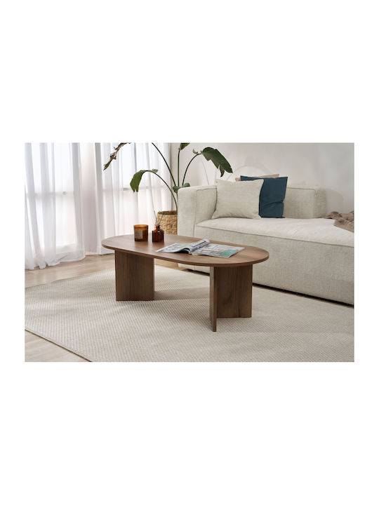 Οβάλ Κεντρικό Τραπεζάκι Sable Ξύλινο Walnut Μ119xΠ60xΥ40εκ.
