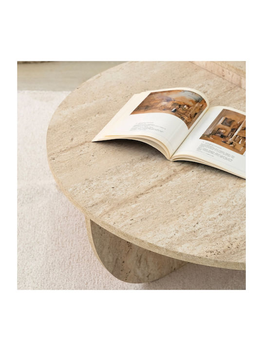 Round Central Coffee Table Podium Made of Solid Brown Wood W90xL90xH35cm