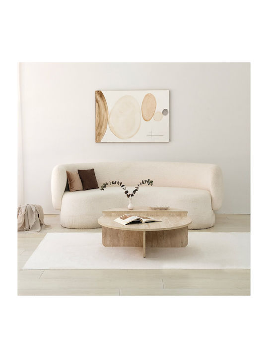 Round Central Coffee Table Podium Made of Solid Brown Wood W90xL90xH35cm