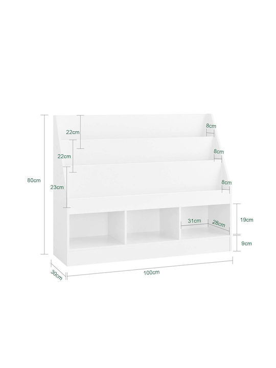 Βιβλιοθήκη Δαπέδου Ξύλινη Λευκή 100x30x80cm