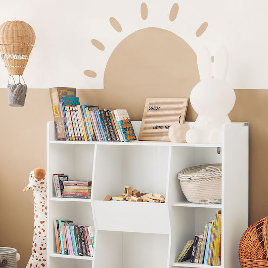 Bibliotecă Perete Lemn Alb 106x30x104cm
