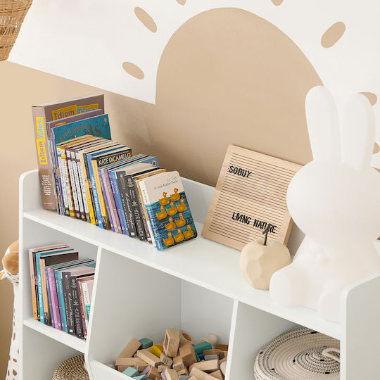 Bibliotecă Perete Lemn Alb 106x30x104cm