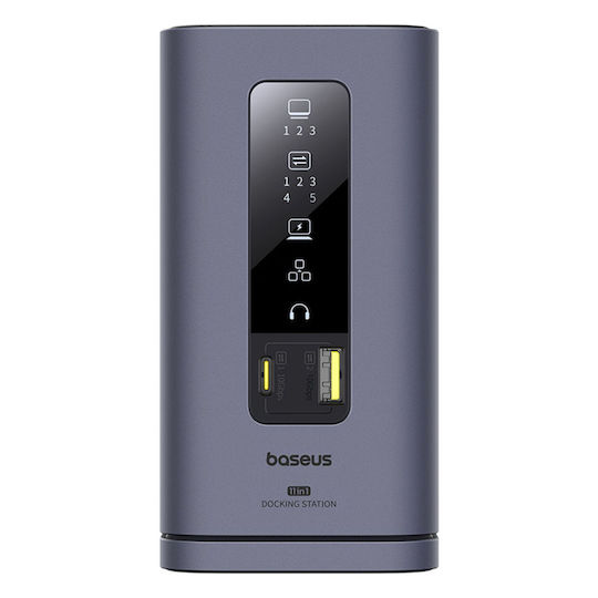 Baseus Spacemate 11in1 USB-C Docking Station with HDMI/DisplayPort 4K PD Ethernet and Support for 4 Monitors Gray