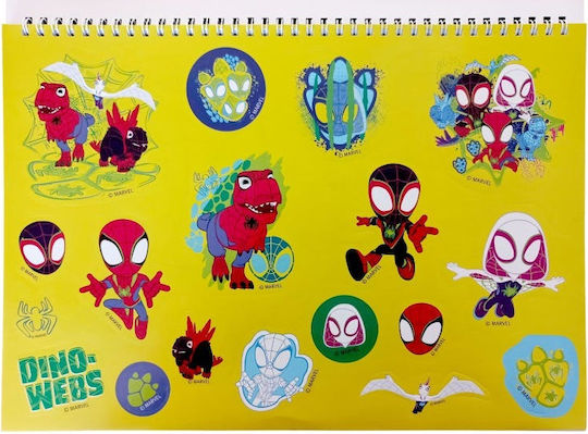 Drawing Pad 23x33 cm 40 Sheets Stickers Spidey Dino Webs #337-09416