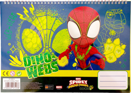 Drawing Pad 23x33 cm 40 Sheets Stickers Spidey Dino Webs #337-09416
