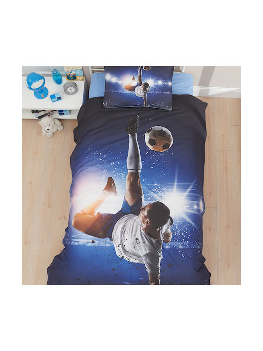 Viopros Kids Quilt Set Single with Pillowcase World Cup Blue 160x240cm
