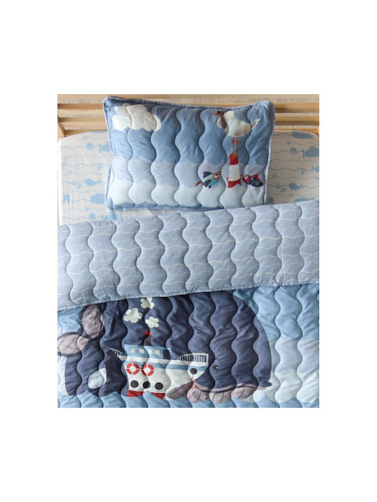 Kentia Kids Quilts Set Single with Pillowcase Balena Blue 160x240cm