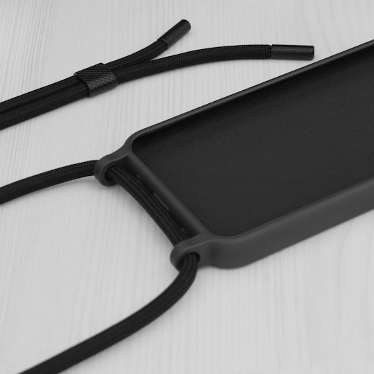 Techsuit Lanyard Back Cover Silicone with Strap Black (iPhone 15 Plus)