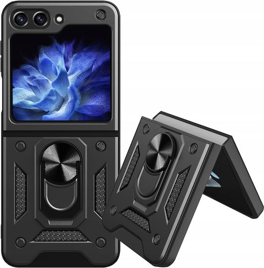 Hurtel Hybrid 360 Full Cover Tempered Glass Μαύρο (Galaxy Z Flip)