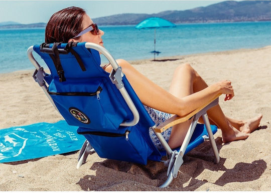 Maui & Sons Small Chair Beach Aluminium with High Back Blue 60x61x74.5cm