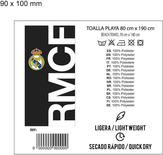Prosop De Plajă Pentru Copii Real Madryt 90x180 Cm 2200010609