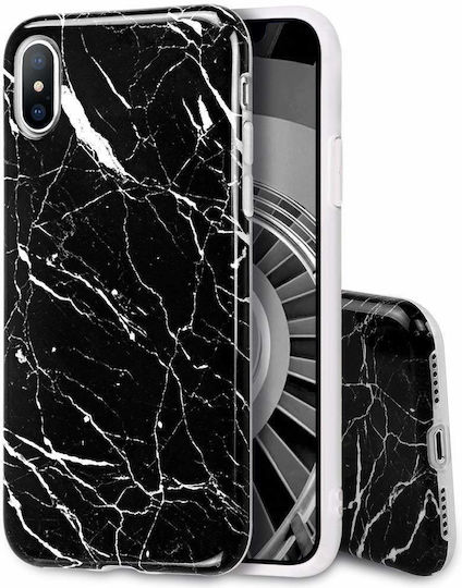 Volte-Tel 5.8 Мраморен TPU Заден Калъф Силикон Черен iPhone X / XS