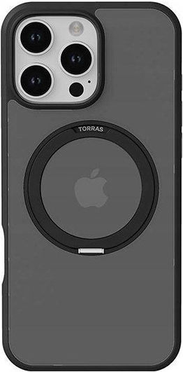 Torras Ostand Back Cover Σιλικόνης Μαύρο (iPhone 16 Pro)