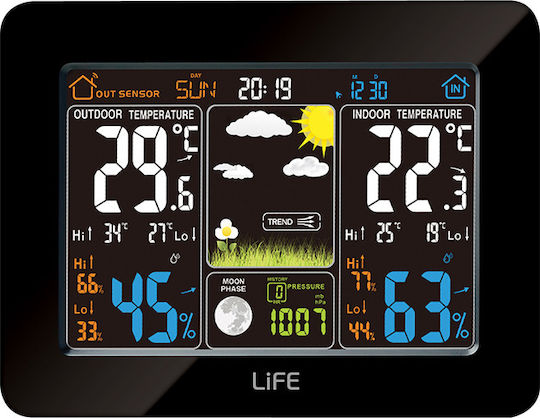 Life WES-300 Wireless Digital Weather Station Tabletop Black
