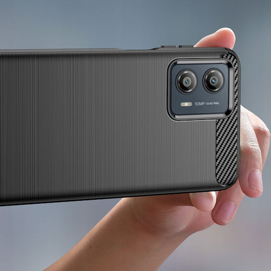 Hurtel Carbon Back Cover Σιλικόνης Μαύρο (Moto G53)