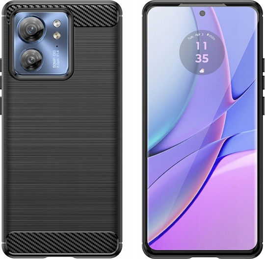 Hurtel Carbon Umschlag Rückseite Silikon Schwarz (Motorola Edge 40)