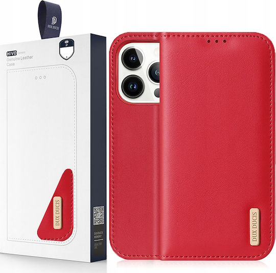 Dux Ducis Hivo Brieftasche Leder Rot (iPhone 14 Pro)