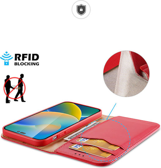 Dux Ducis Hivo Brieftasche Leder Rot (iPhone 14 Pro)