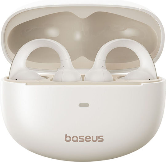 Baseus Bowie MC1 Open Ear Bluetooth Handsfree Ακουστικά με Αντοχή στον Ιδρώτα και Θήκη Φόρτισης Λευκά