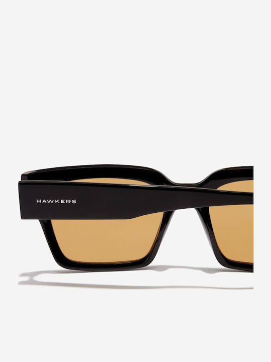 Hawkers Unisex Sunglasses with Black Plastic Frame and Orange Lens