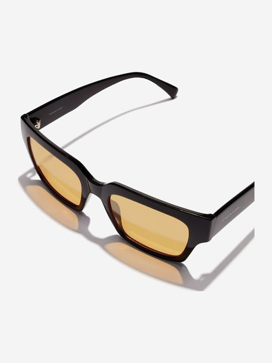 Hawkers Unisex Sunglasses with Black Plastic Frame and Orange Lens
