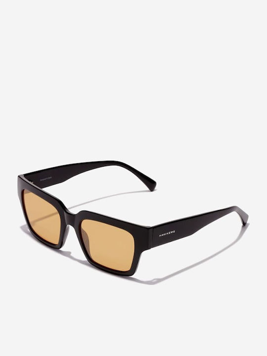 Hawkers Unisex Sunglasses with Black Plastic Frame and Orange Lens