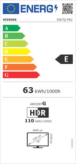 Hisense Smart Τηλεόραση 55" 4K UHD QLED E7Q Pro HDR (2025) 55E7Q Pro