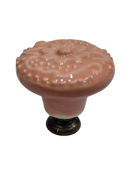 Premier Kids Antique Knob Furniture made of Zamak & Porcelain & Metallic Pink 35mm (Center Distance 35mm) 11955-000-ARG1 1pcs