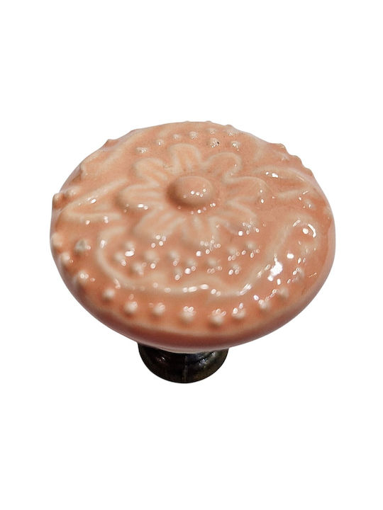 Premier Kids Antique Knob Furniture made of Zamak & Porcelain & Metallic Pink 35mm (Center Distance 35mm) 11955-000-ARG1 1pcs