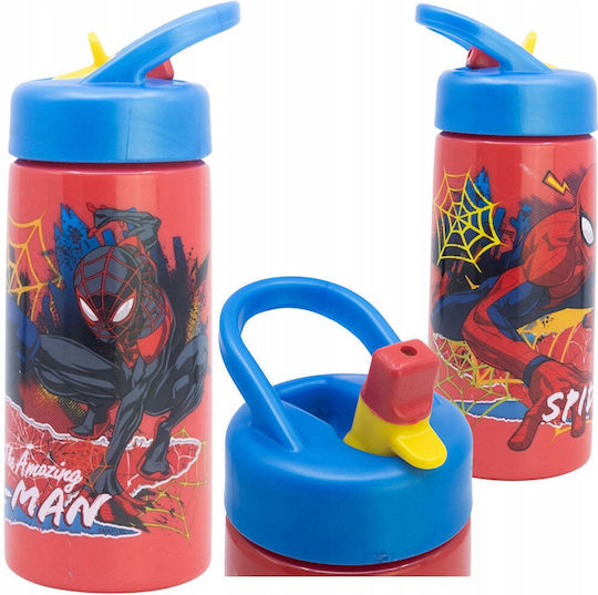 Bottle Kids Water Bottle Spiderman Plastic with Straw