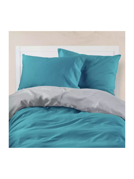 Borea Duvet Cover Cotton Queen 220x240 Petrol-yellow