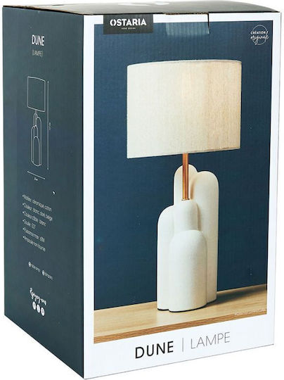 Ostaria Ceramic Table Lamp for Socket E27 with Beige Shade and White Base