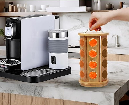 Rotating Wooden Coffee Capsule Holder Stand 24 Capsules 30 X 16.5 Cm