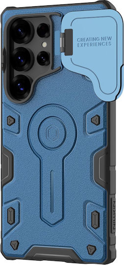 Samsung Galaxy S25 Ultra Geschützte Nillkin Camshield Armor Prop Magsafe Blaue Handyhülle
