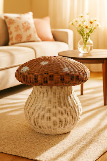 Polihome Mushroom Καλάθι Αποθήκευσης Rattan 42cm