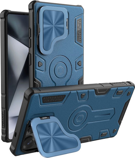 Samsung Galaxy S25 Ultra Geschützte Nillkin Camshield Armor Prop Magsafe Blaue Handyhülle