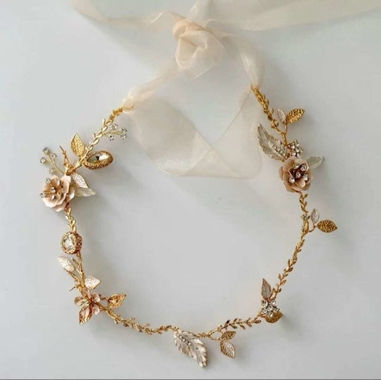 Versailles Handmade Wreath Decorated with Crystals Small Metallic Roses