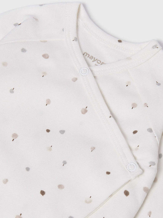 Mayoral Baby Bodysuit Set Long-Sleeved with Cap Beige 3pcs