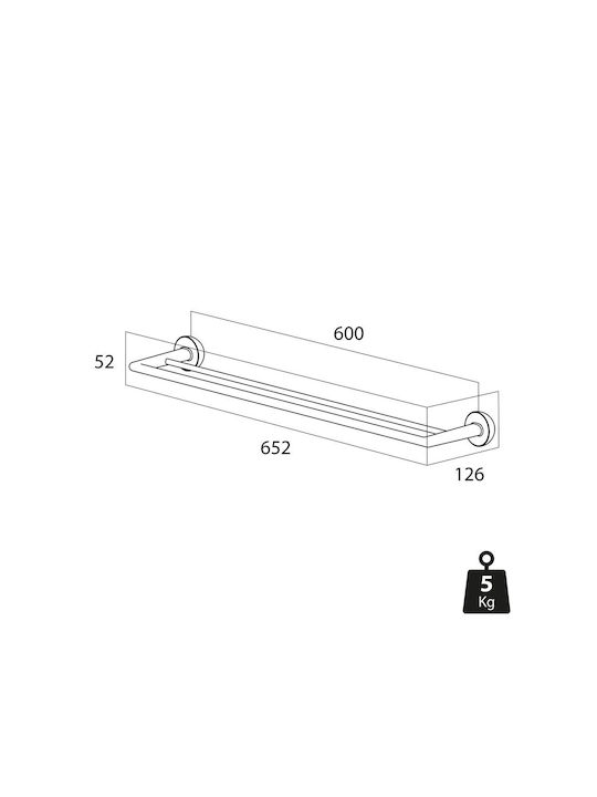 TIGER Double Wall-Mounted Bathroom Rail ​12.6x65.2cm Gold