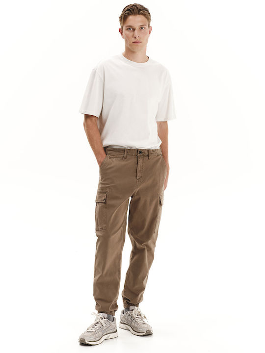 Trousers Cargo Elastic in Regular Fit Beige