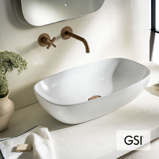 GSI Nubes Επικαθήμενος Νιπτήρας Πορσελάνης 60x38x16cm Λευκός