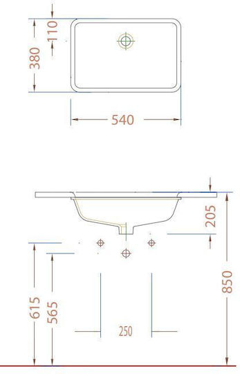 Serel Countertop Sink Porcelain 56x37.5cm White